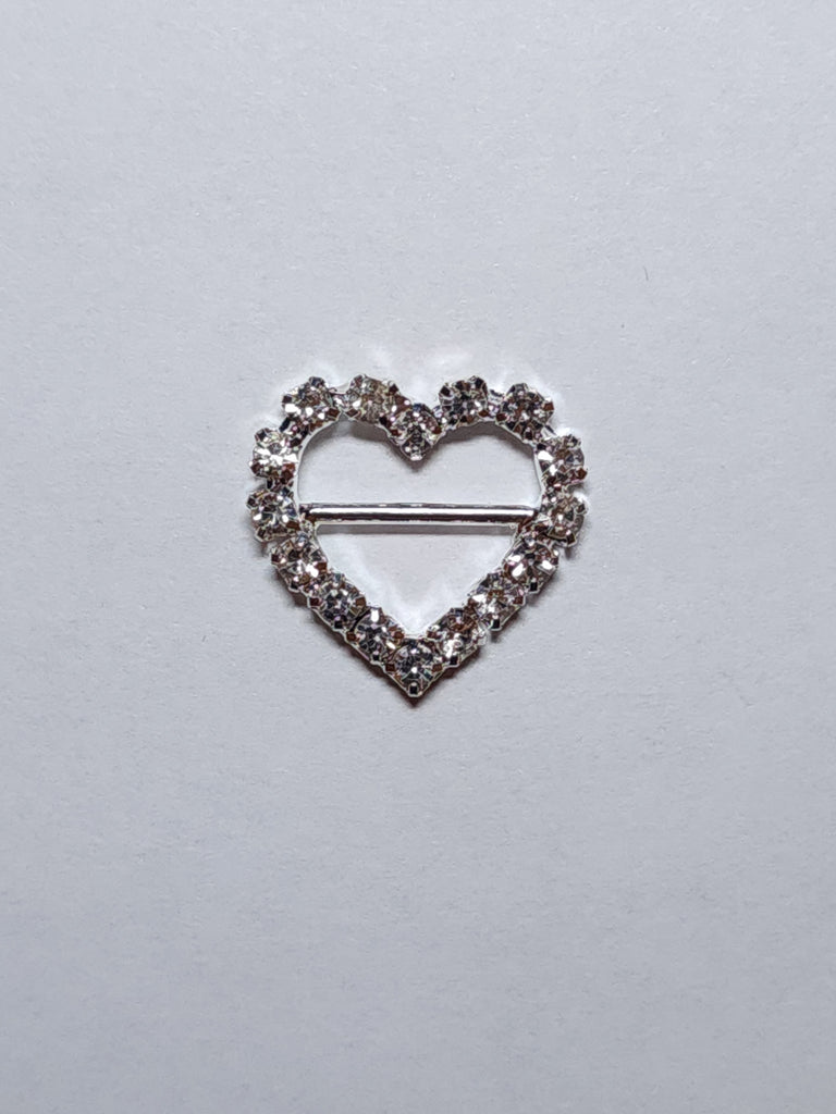 70168 - Rhinestone Heart Ribbon Slider - Pack of 20 Pcs
