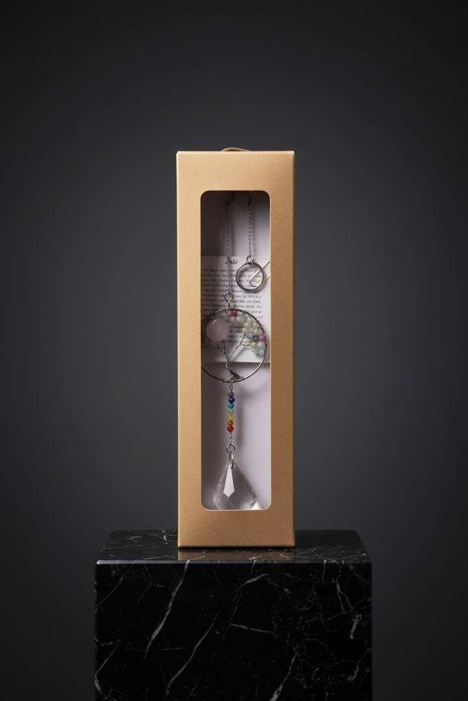 2062 - Suncatcher, Tree of Life, Rose Quartz, Jade