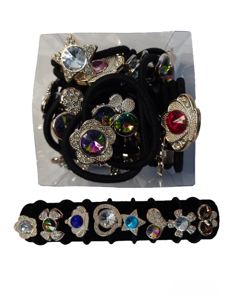 HTA-29 - 24 pcs Hair Tie Set - Assorted Charm Accent