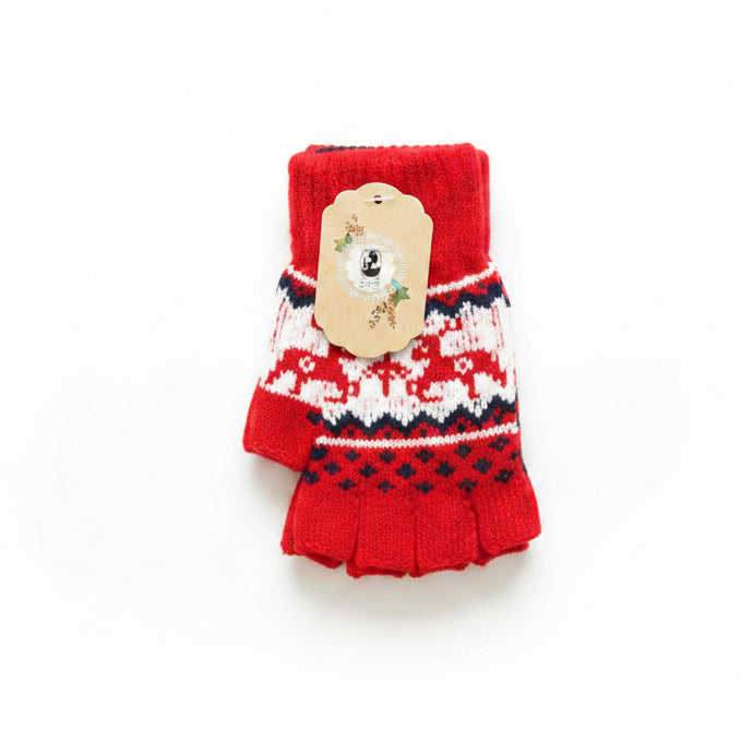 W1773 - Women's Fingerless Fair Isle Knit Gloves