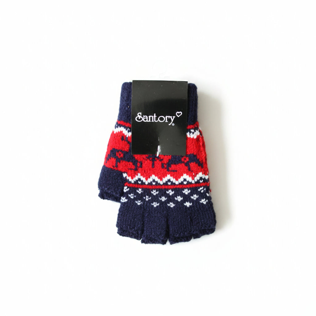 W1773 - Women's Fingerless Fair Isle Knit Gloves