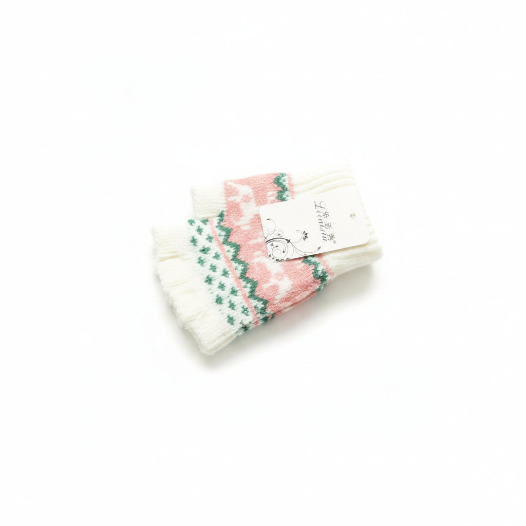 W1773 - Women's Fingerless Fair Isle Knit Gloves