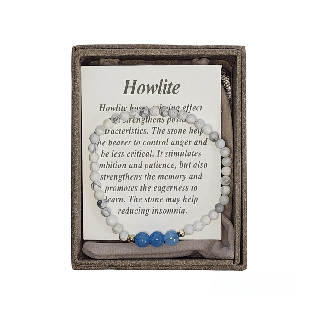 1989 - Howlite Bracelet with Blue Accent Stones – 4mm
