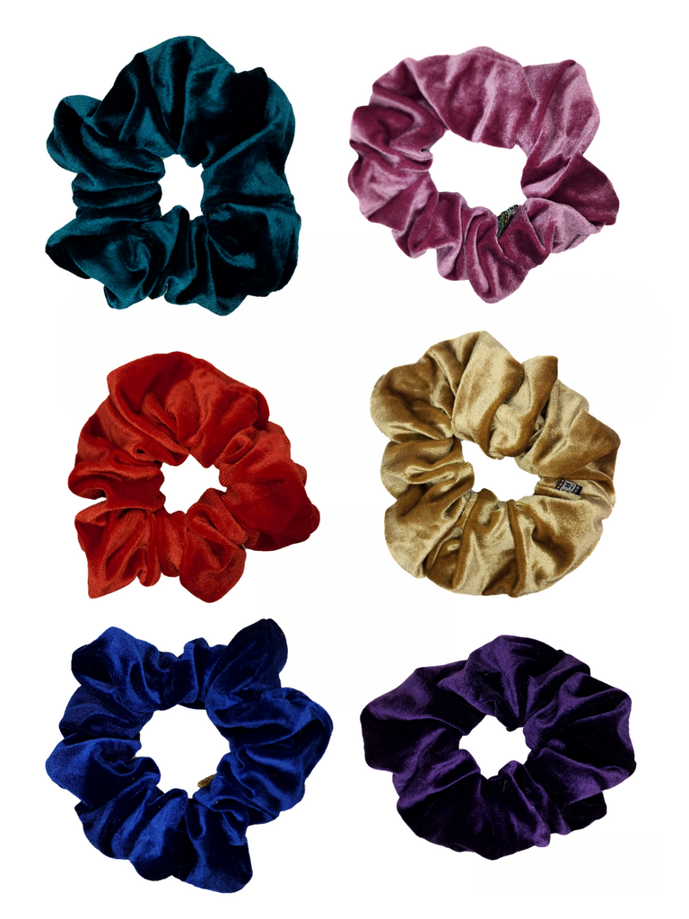 SA-167 - Velvet Scrunchies - 12 Pcs Assorted Colours