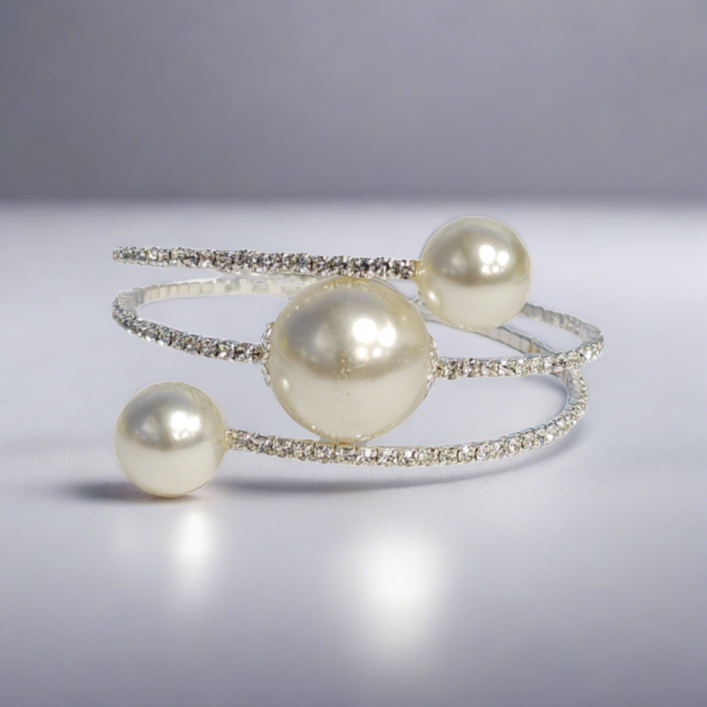70150 - Rhinestone Bracelets - 3 Pearls
