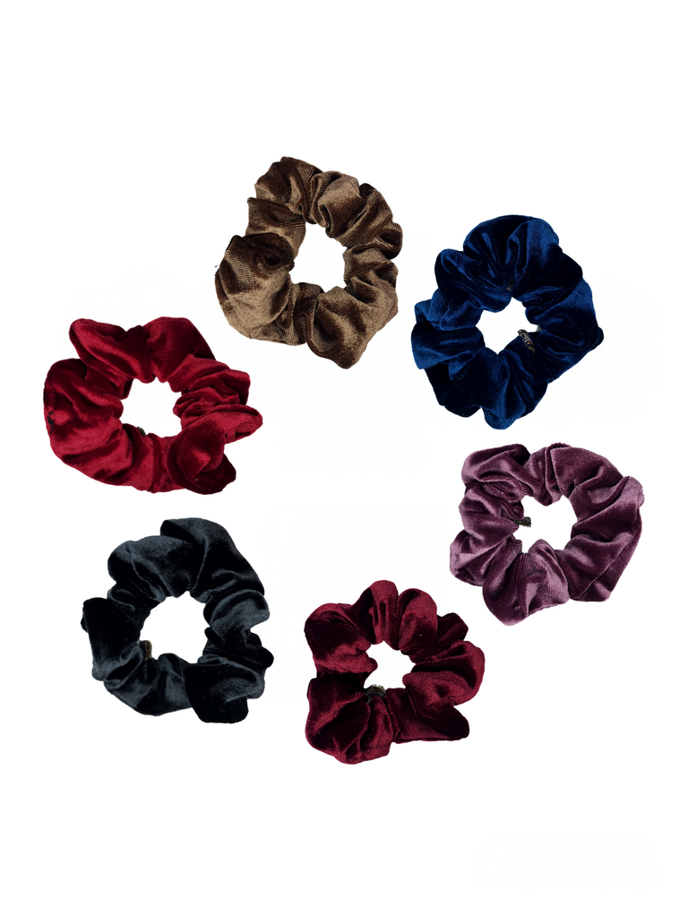 SA-166 - Velvet Scrunchies - 12 Pcs Assorted Colours