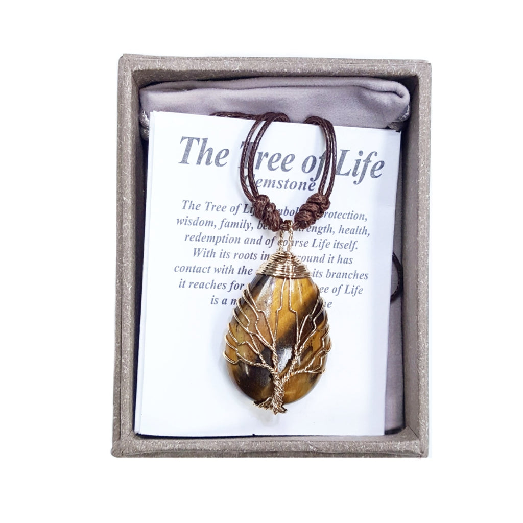 2050 Tiger's eye Tree of Life Pendant Necklace