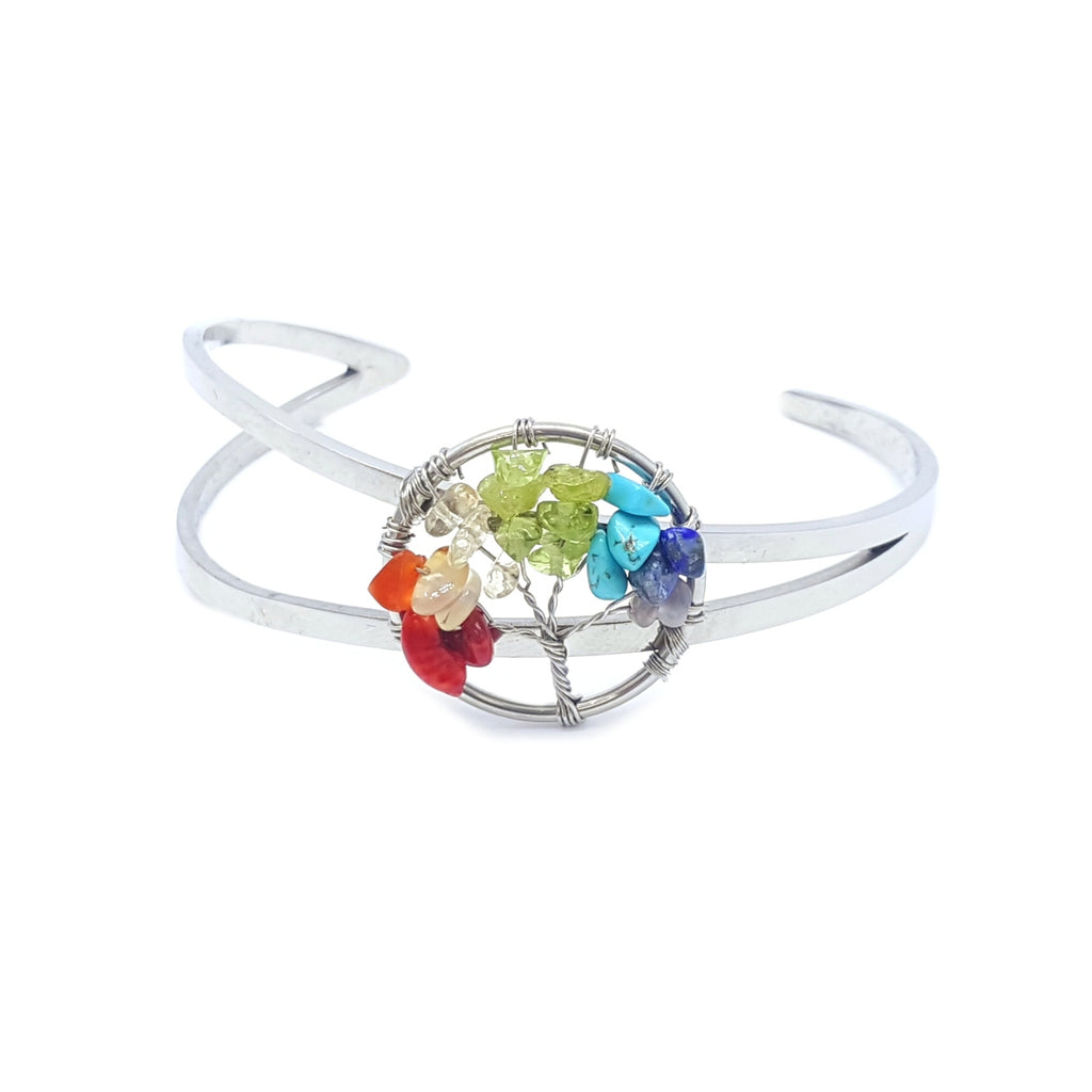 2045 - Chakra Tree of Life Stainless Steel Bangle