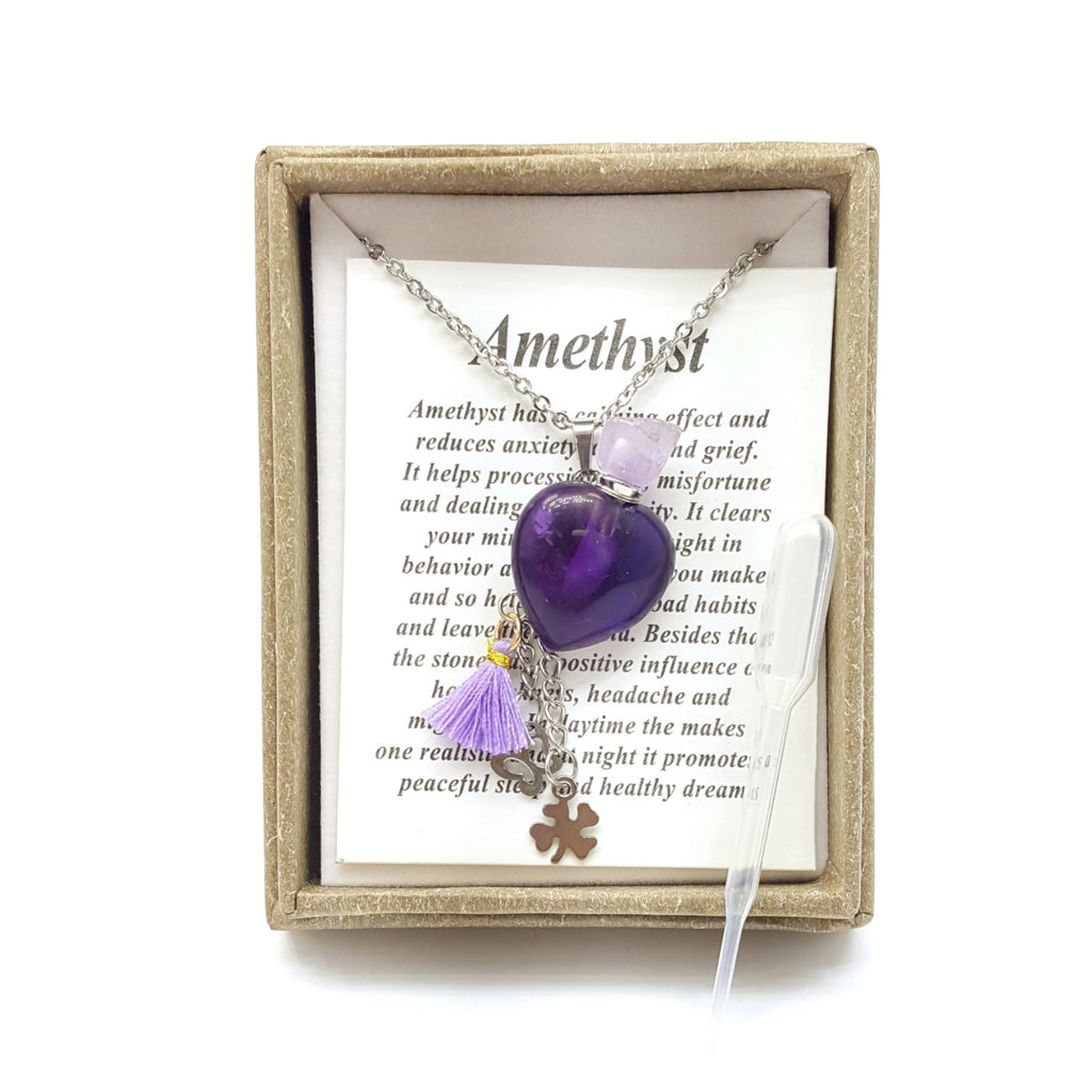 2003 - Amethyst Heart Essential Oil Bottle Pendant Necklace