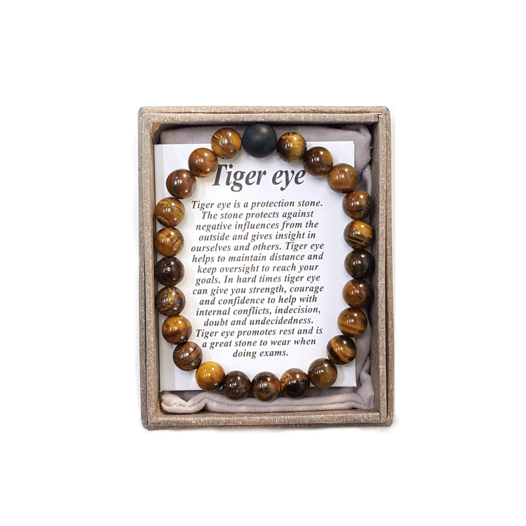 1991 - Tiger Eye Bracelet with Onyx Accent – 8mm