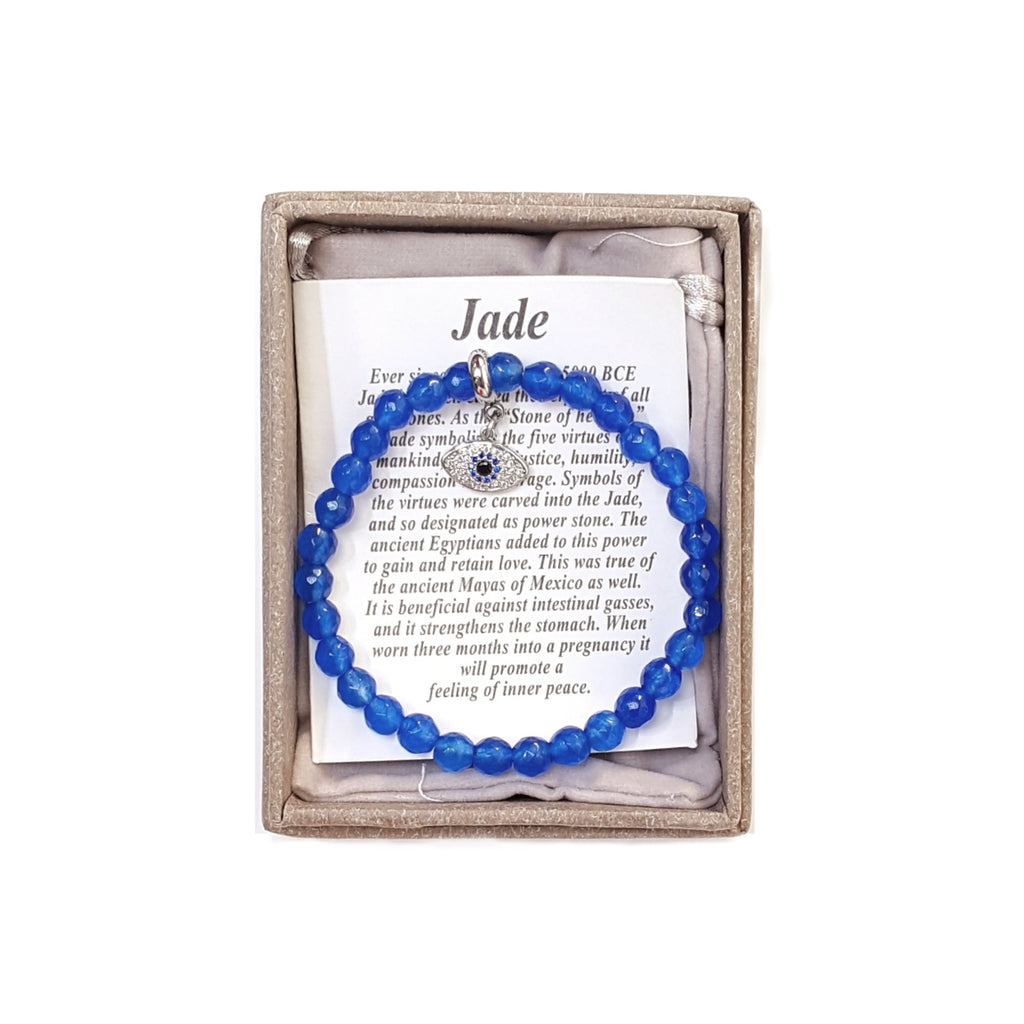 2024 - Blue Jade Bracelet with Evil Eye Charm – 6mm