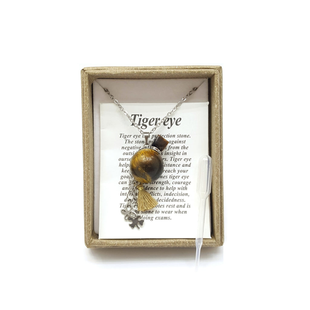 2014 - Tigereye Essential Oil Bottle Pendant Necklace